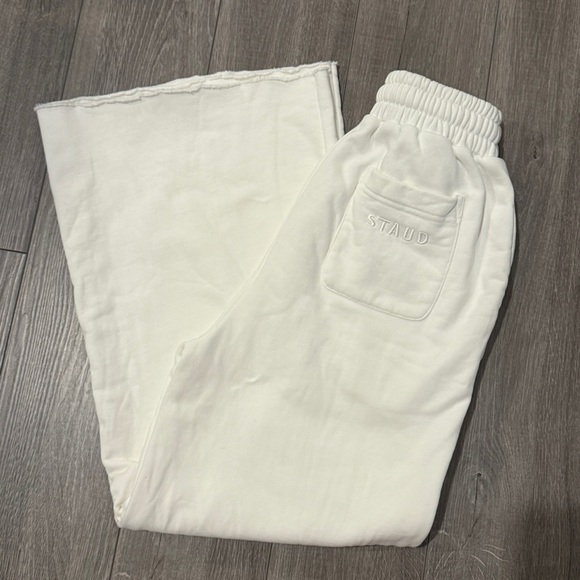 Staud 100% Cotton Wide-Leg Pants in Cream | size xs - Picture 2 of 16